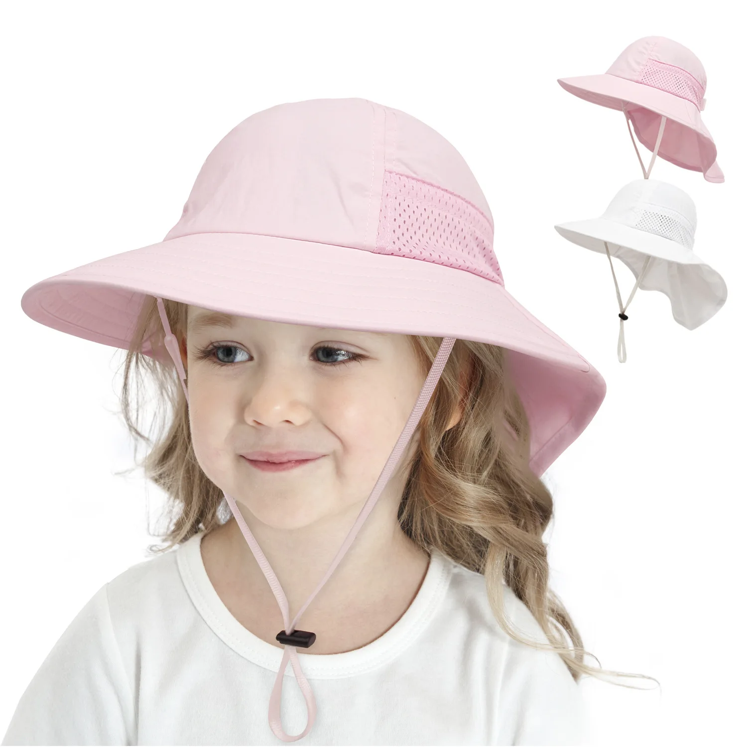 Sombrero de protección solar estilo cubo con cuello para niños - imagen 3