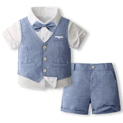 Conjunto de verano de niño pequeño con chaleco y corbata