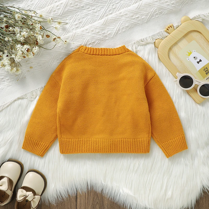 Cárdigan de punto manga larga para bebé niña otoño - Estilo girasol 3D - imagen 2