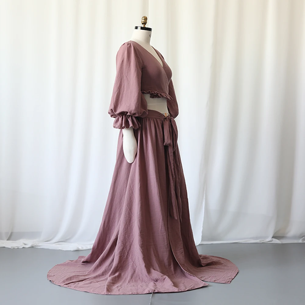 Vestido de maternidad bohemio en algodón puro con mangas abullonadas - imagen 4