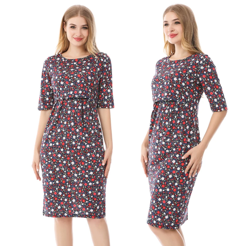 Vestido premamá lactancia manga tres cuartos verano - imagen 4