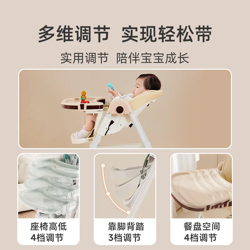 Silla alta para bebé multifuncional ajustable plegable y portátil - imagen 2