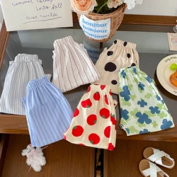 Pantalones de verano tipo harem estampado sencillo para niños