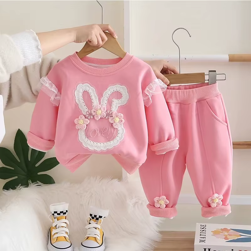 Conjunto infantil de manga larga para otoño con camiseta y pantalón