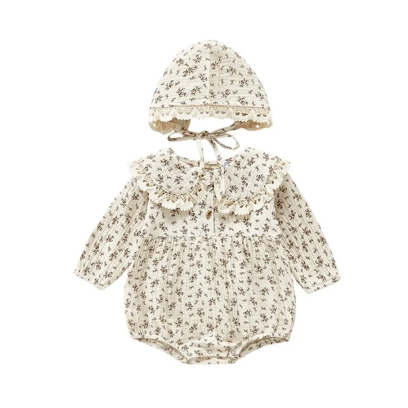 Mono verano niña cuello Peter Pan con sombrero – Estampado floral - imagen 4