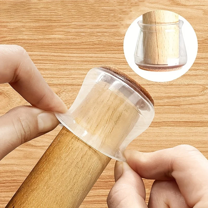 Protector transparente antideslizante para patas de silla con fieltro - imagen 5