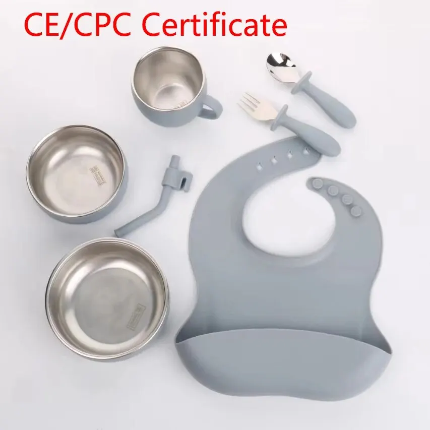 Juego de vajilla de silicona para bebé con cubiertos y tazas - imagen 2