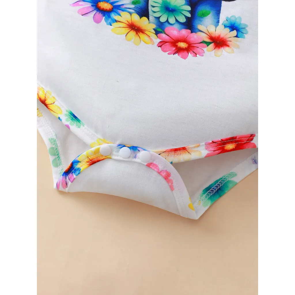 Mono elefante y pantalones flores conjunto bebé niña verano suave - imagen 4