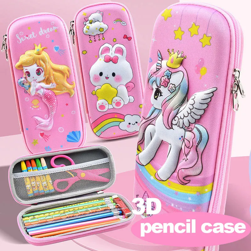 Estuche escolar 3D kawaii de gran capacidad para lápices y bolígrafos