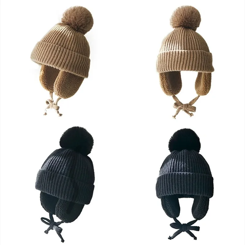 Gorro de invierno con orejeras y pompón – Lana suave para niño - imagen 4