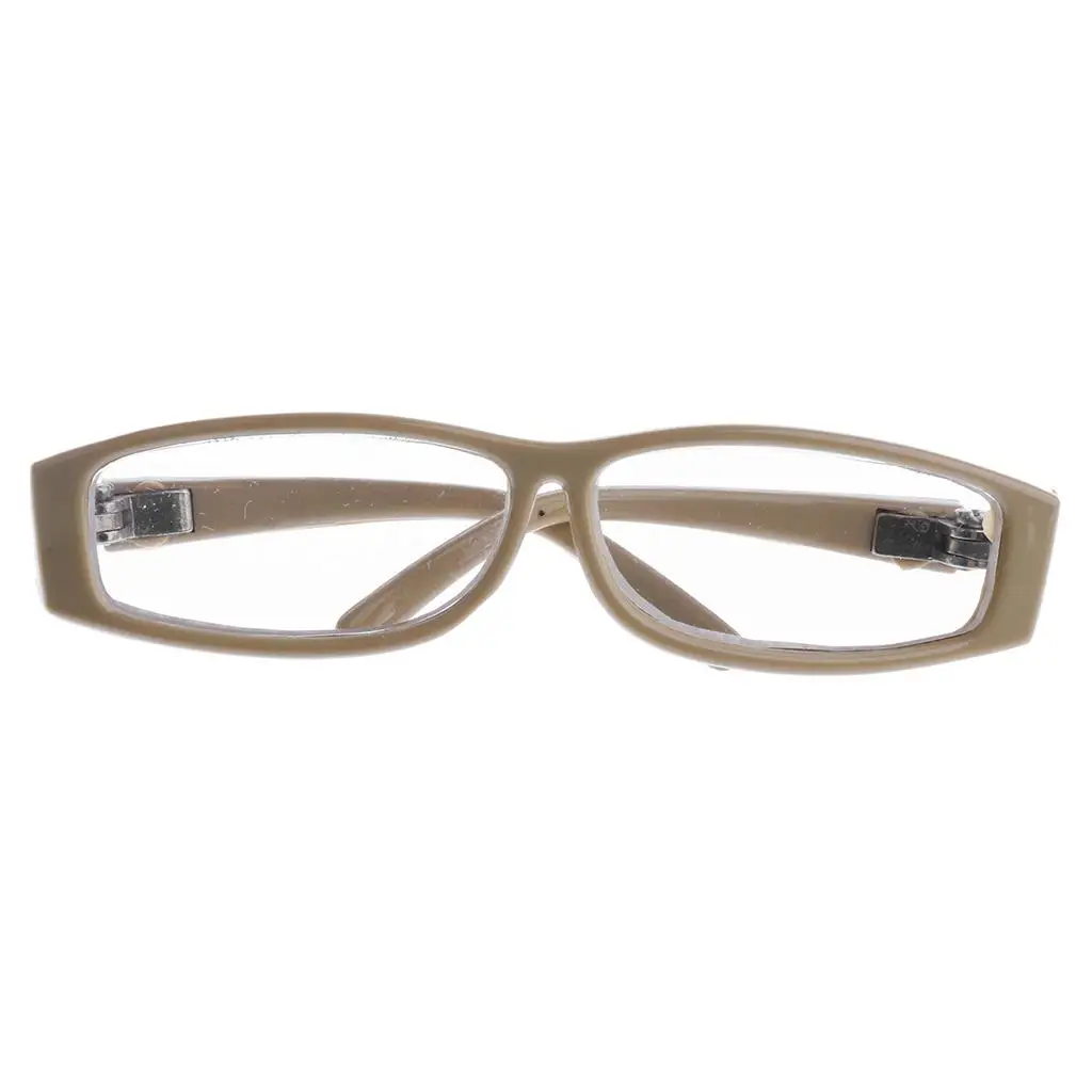 Gafas de muñeca con montura cuadrada beige para juego y colección
