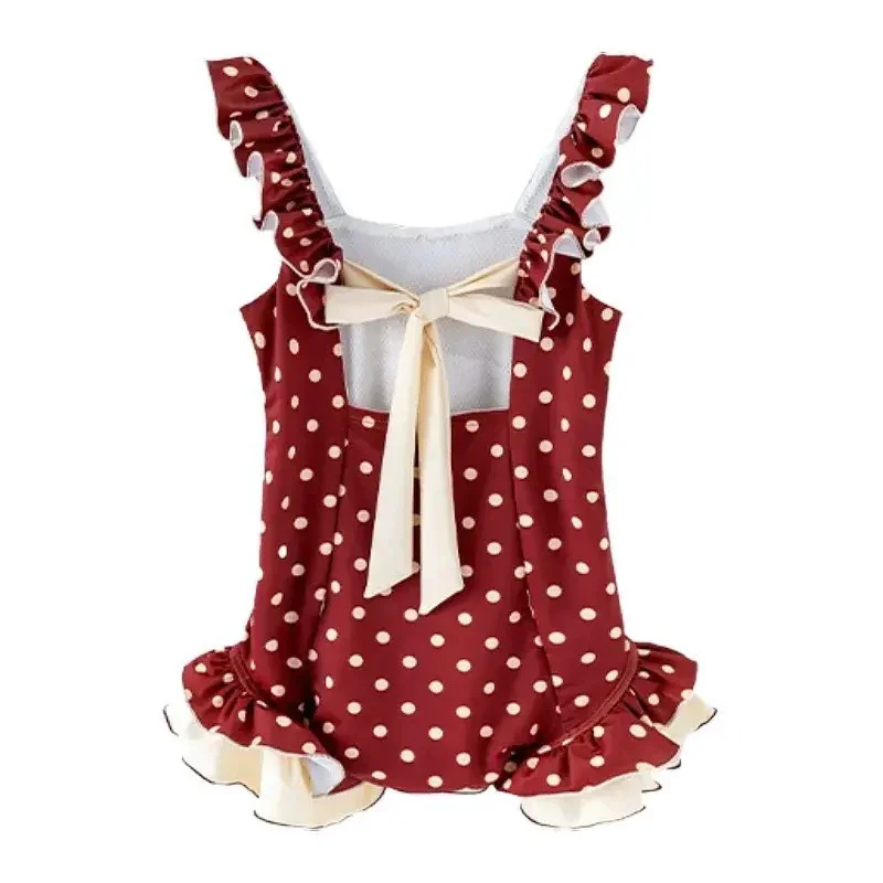 Traje de baño infantil una pieza con lunares para niña elegante - imagen 3