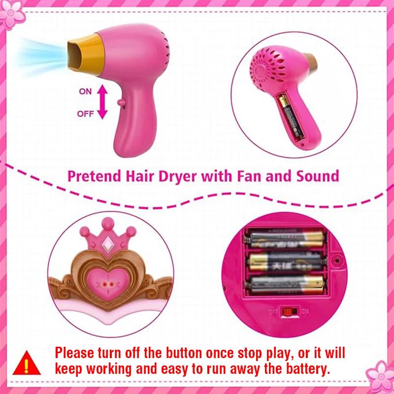 Mesa de maquillaje infantil con luz y música, sillas para peinar - imagen 4