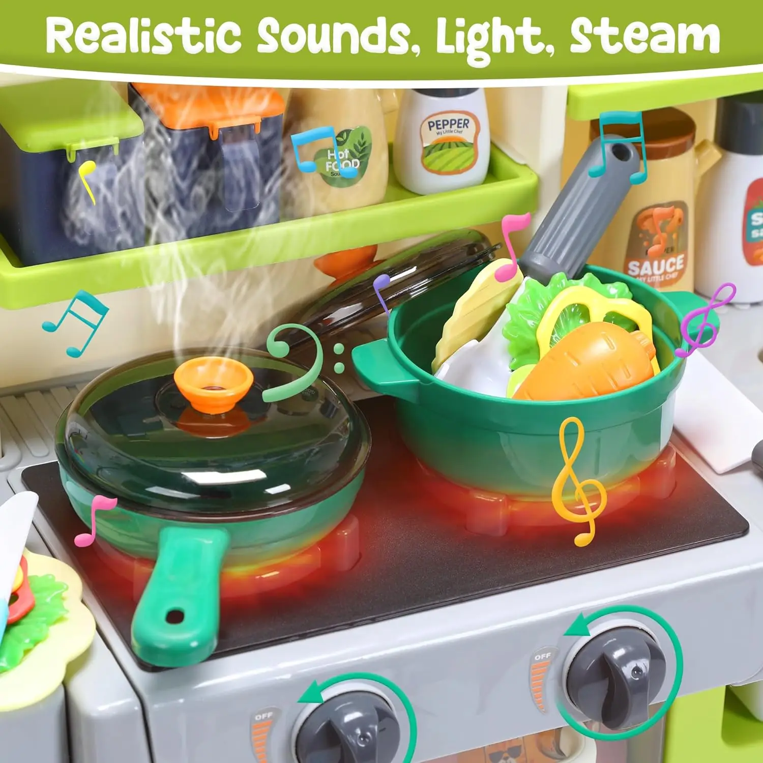 Juego de cocina infantil con sonidos, luces y fregadero - imagen 3