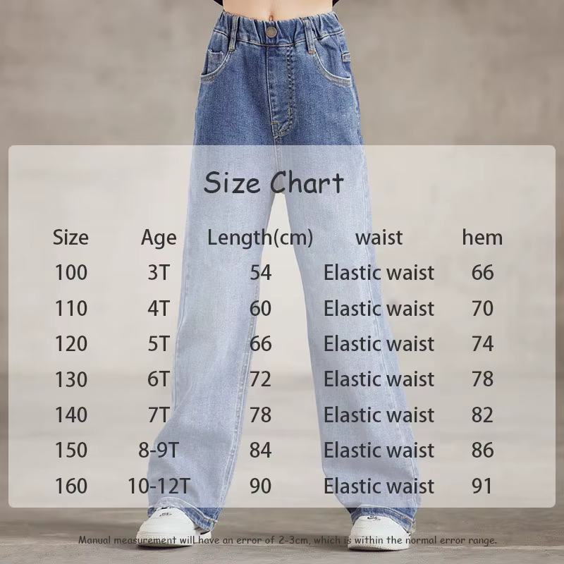 Jeans azul de pierna ancha para niña