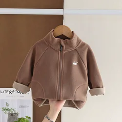 Chaqueta de lana infantil cálida con cuello alto para invierno
