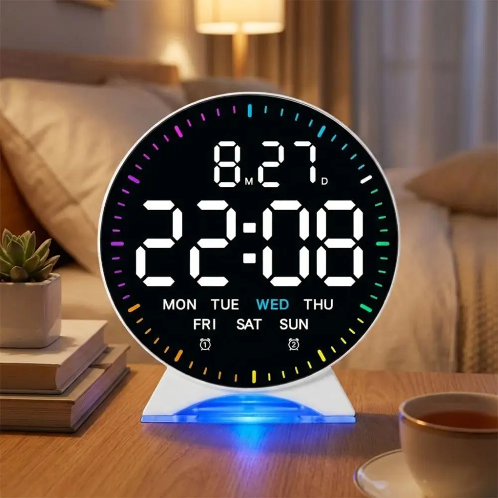 Reloj despertador digital LED con fecha, semana y brillo ajustable - imagen 2