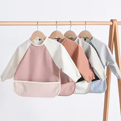 Babero manga larga impermeable de PU fácil limpieza para niños