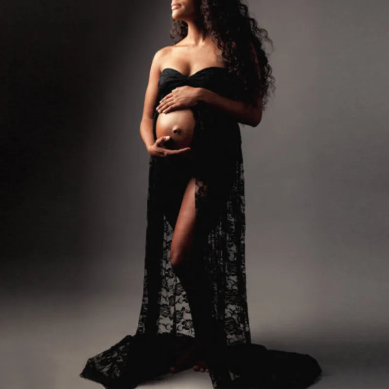 Vestido premamá con abertura frontal para sesiones de fotos - imagen 3