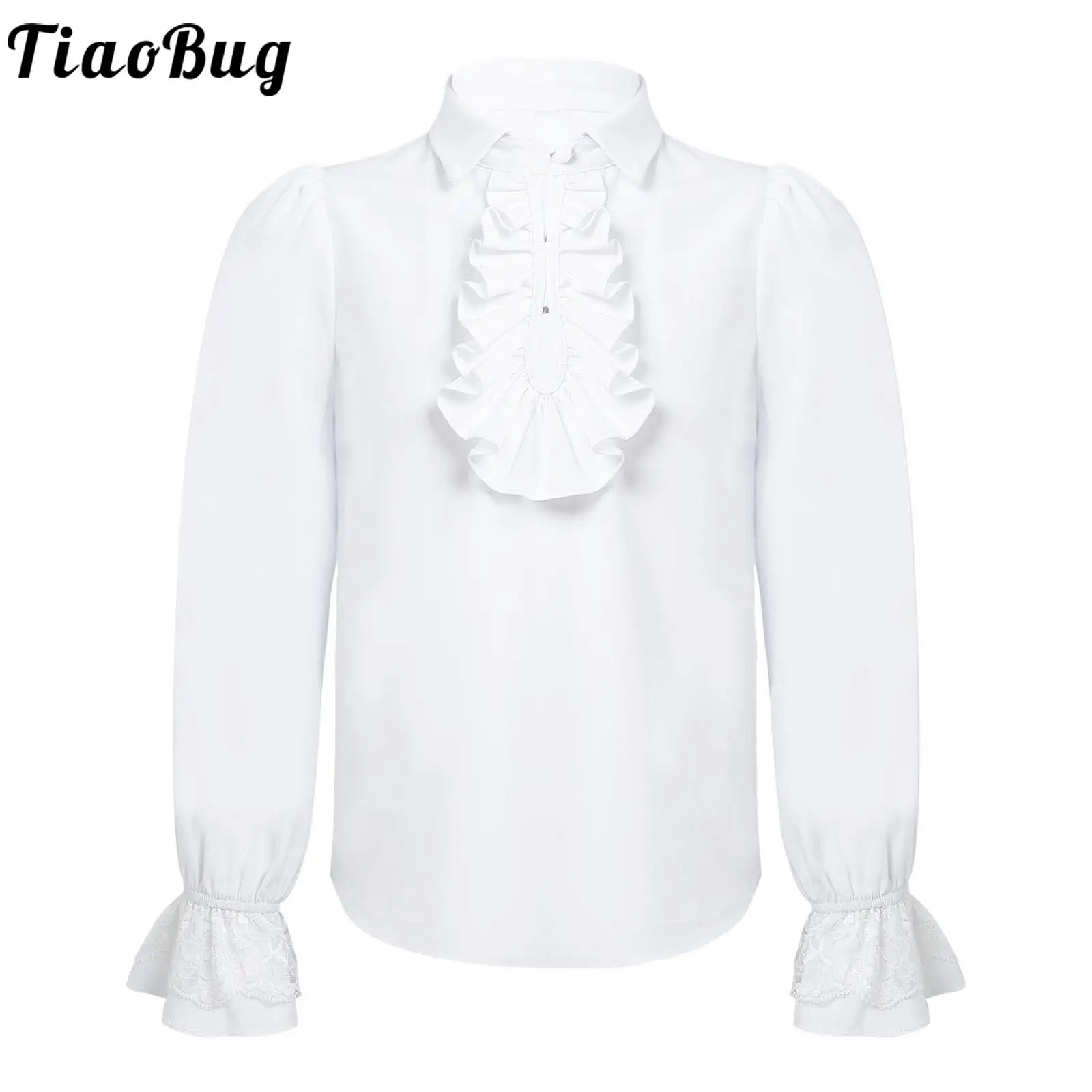 Camisa con volantes vintage para niño estilo victoriano de fiesta
