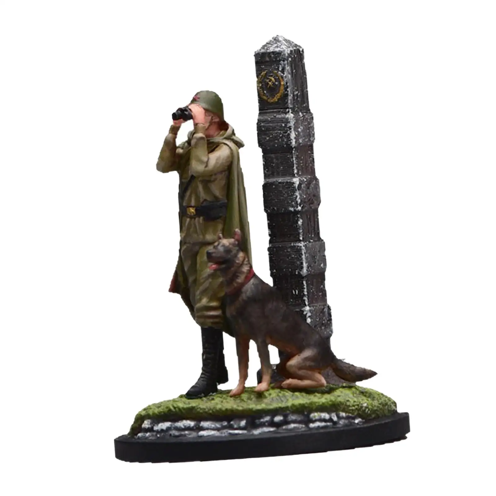 Figuras de tren para dioramas: hombre y perro pintados
