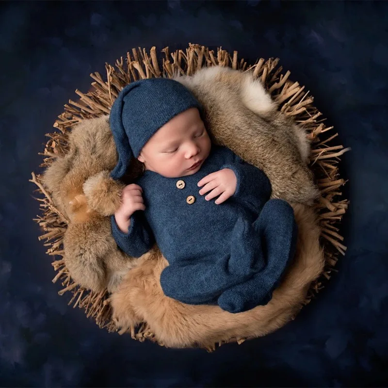 Gorro para bebé recién nacido con borla de piel en fotos - imagen 5