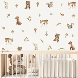 Pegatinas de pared bosque ciervo y oso acuarela cuarto infantil