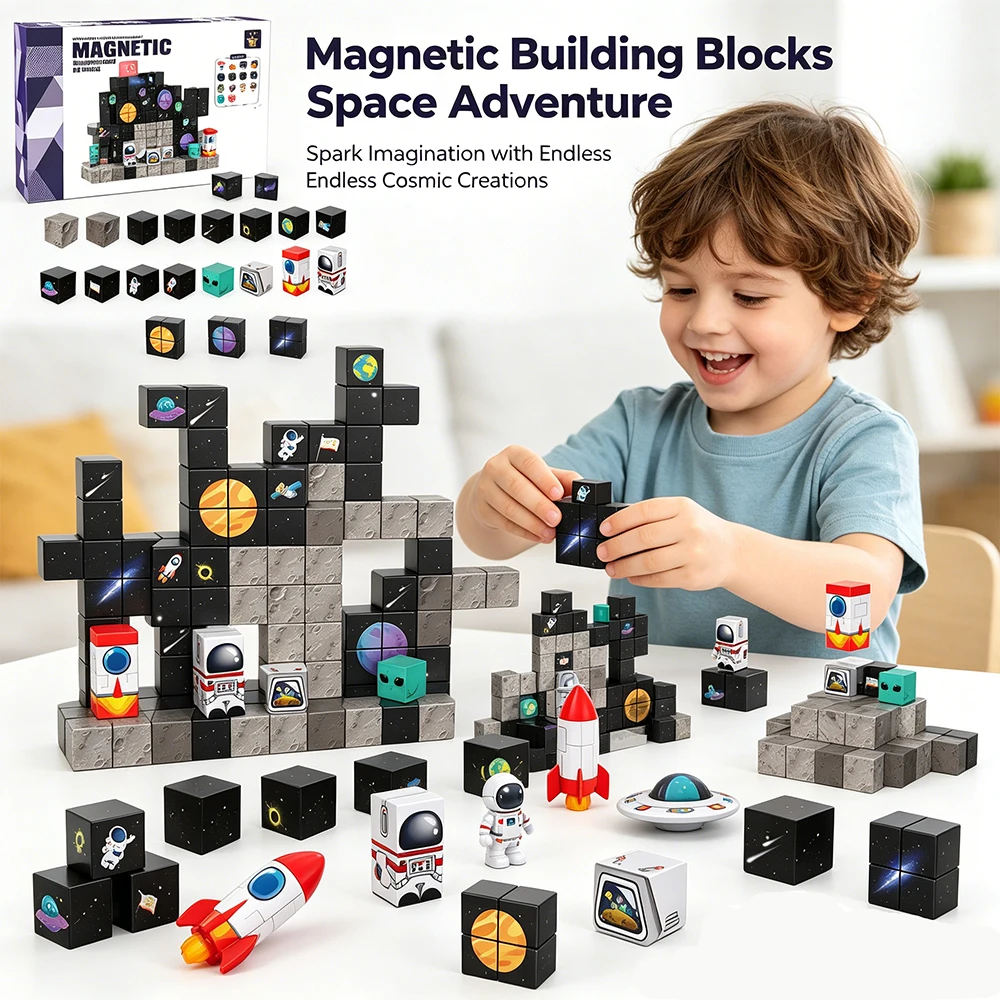 Bloques magnéticos espaciales educativos para niños y niñas - imagen 2