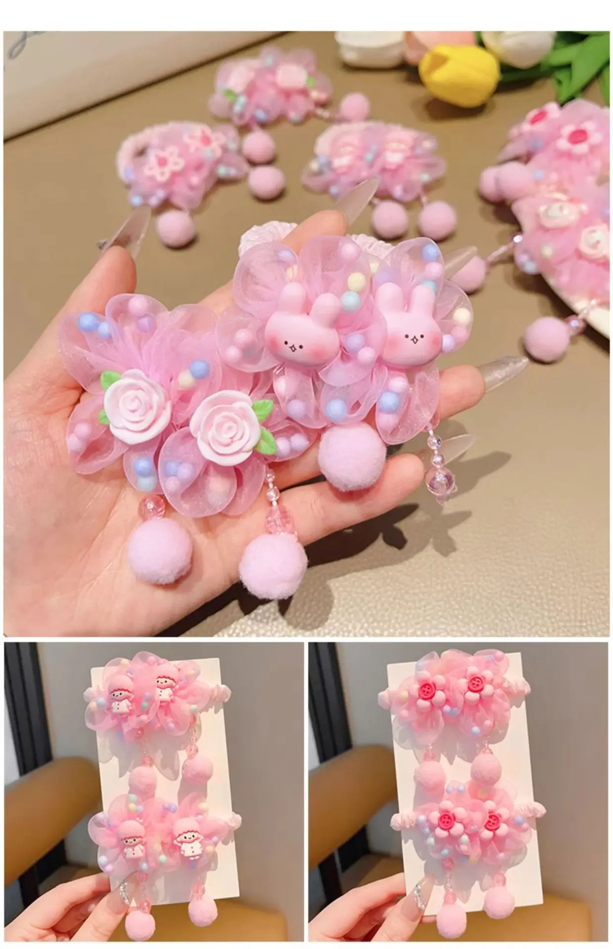 Lazo rosa intenso con detalle floral