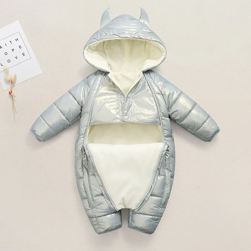 Mono de invierno con capucha cálido para bebé y niña, algodón - imagen 4