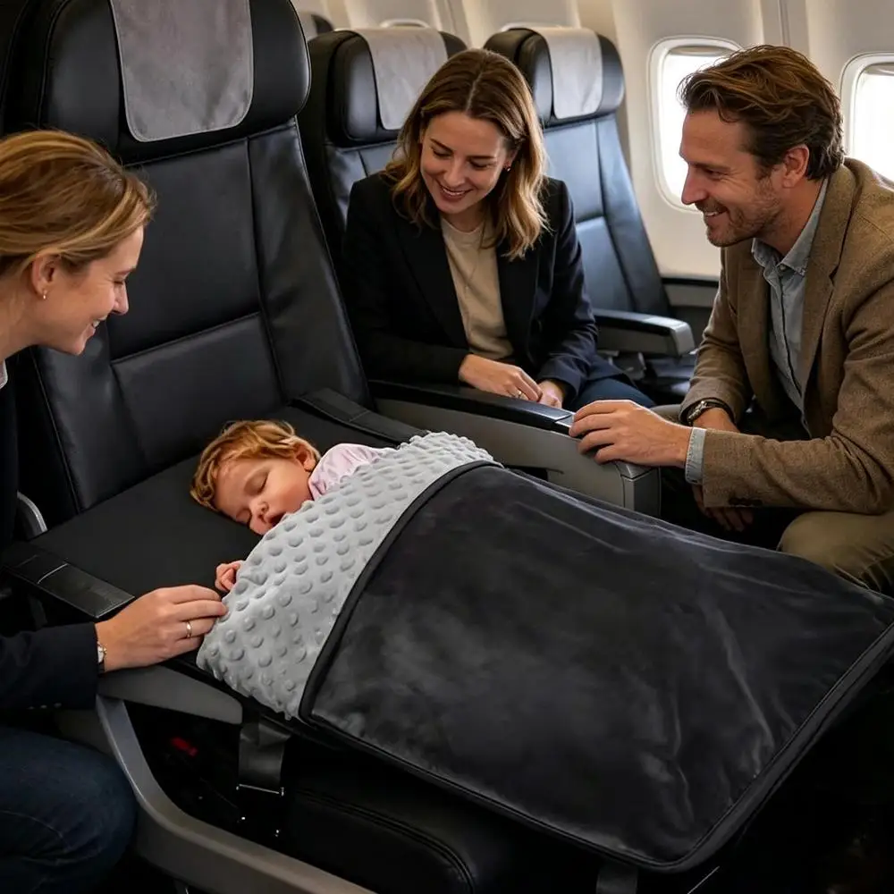 Cama de avión para niños en modo desplegado