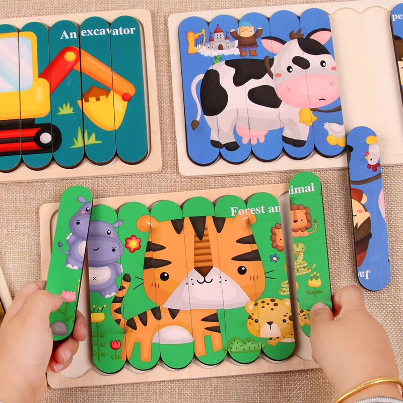 Rompecabezas Montessori 3D mostrando piezas de animales
