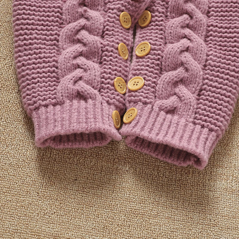 Mono de invierno de punto suave para bebé niña – manga larga rosa - imagen 4