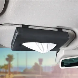 Caja de pañuelos para coche en cuero PU con soporte parasol compacto