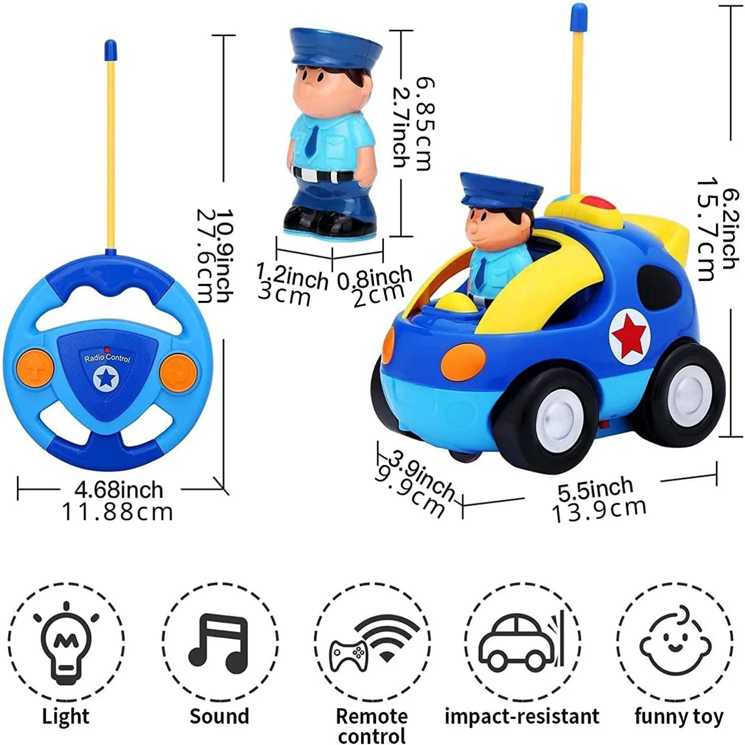 Coche RC dibujos animados con muñeca conductora para bebé
