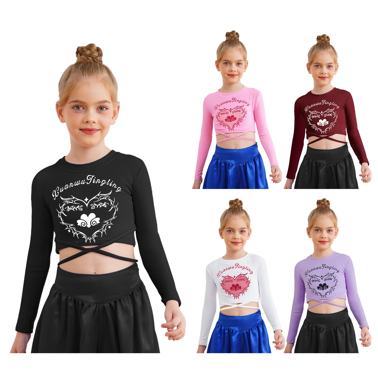 Top corto hip hop para niña bailarina con estampado corazón