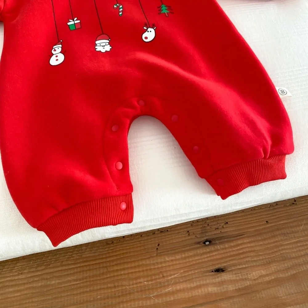 Pelele navideño con capucha y estampado de letras para recién nacido