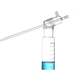 Botella absorbente de vidrio transparente para laboratorio con tubo