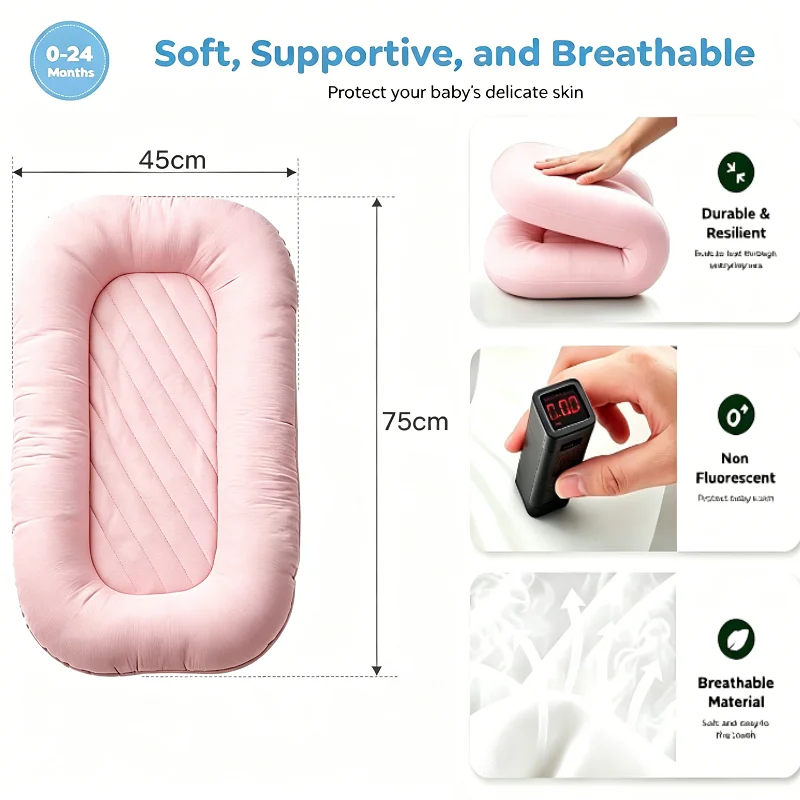 BabyNest Cuna nido transpirable de algodón suave para bebé - imagen 5