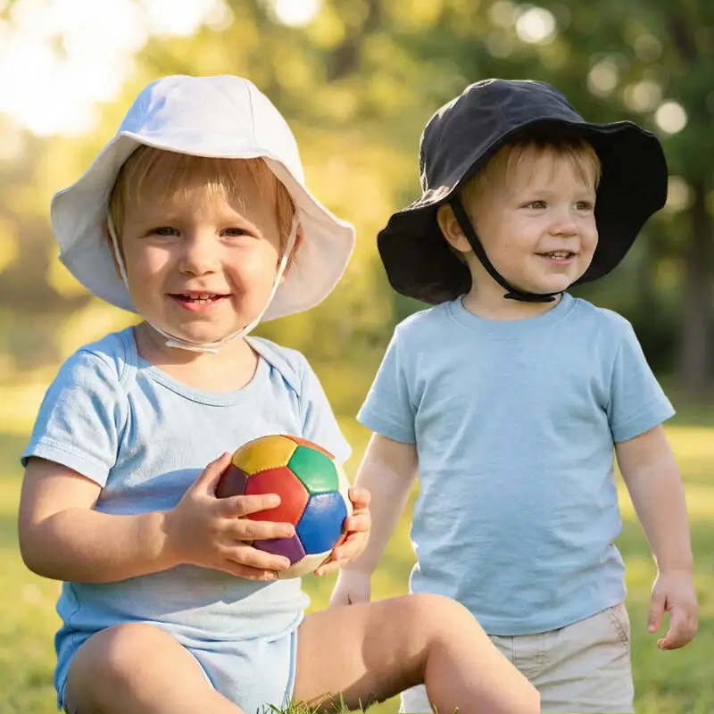 Gorro pescador de algodón transpirable con protección UV para bebés - imagen 4