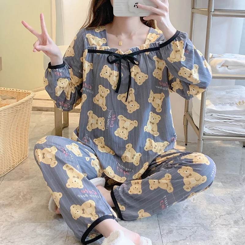 Pijamas de lactancia de manga larga para primavera y verano - imagen 4