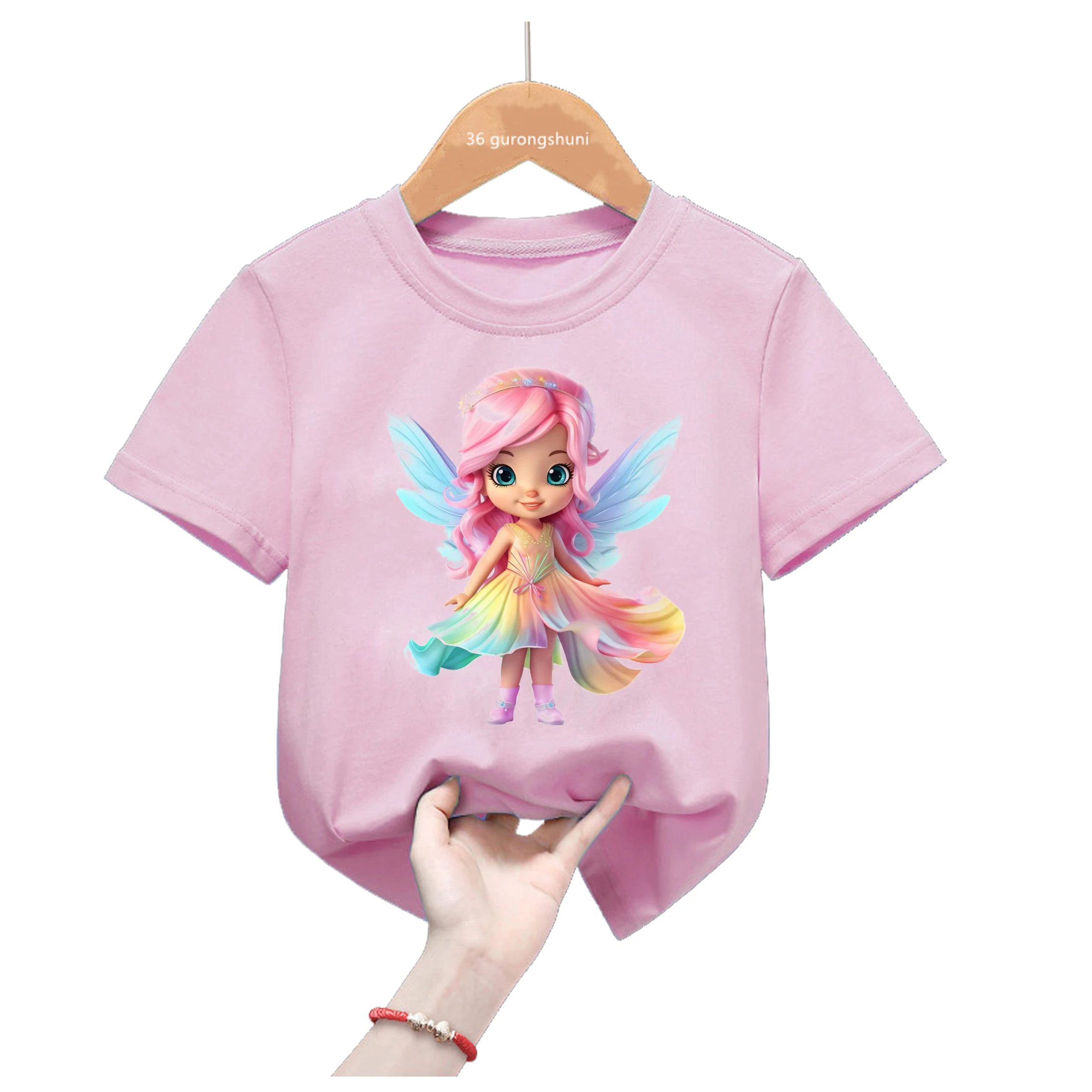 Camiseta orgánica para niña con estampado de mariposas en tonos pastel - imagen 2