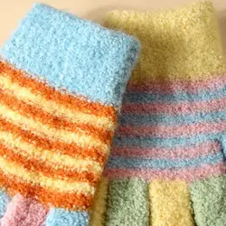 Guantes infantiles de punto a rayas, cortaviento para deporte exterior