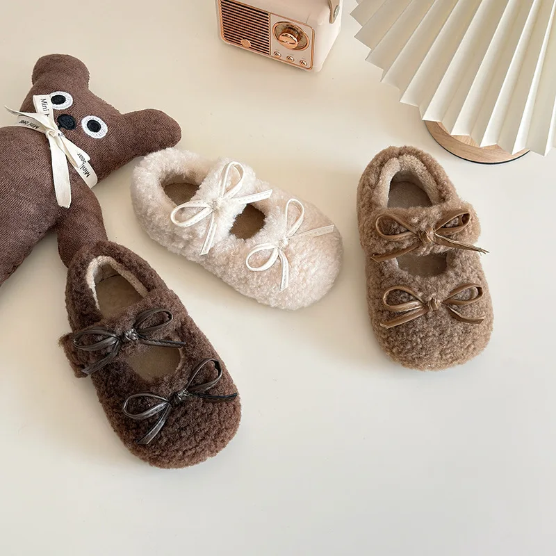 Botas antideslizantes de piel y terciopelo para caminar preescolar