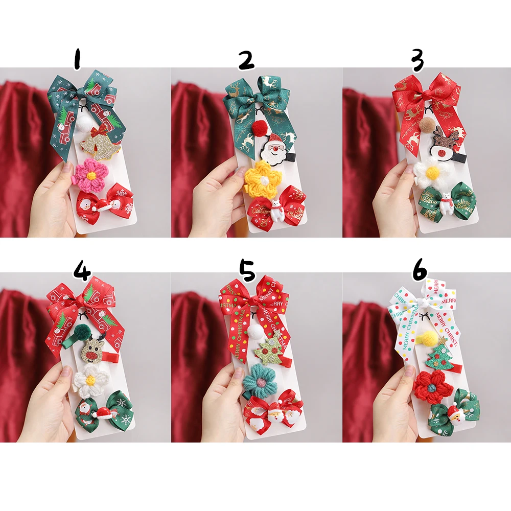 Pinzas para el pelo con lazo de alce navideño infantiles - imagen 5