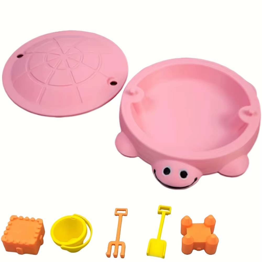 Mini caja de arena portátil para niños con herramientas y tapa - imagen 4