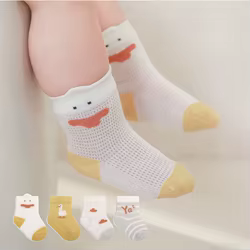 Calcetines transpirables de malla fina con pato animado para bebés