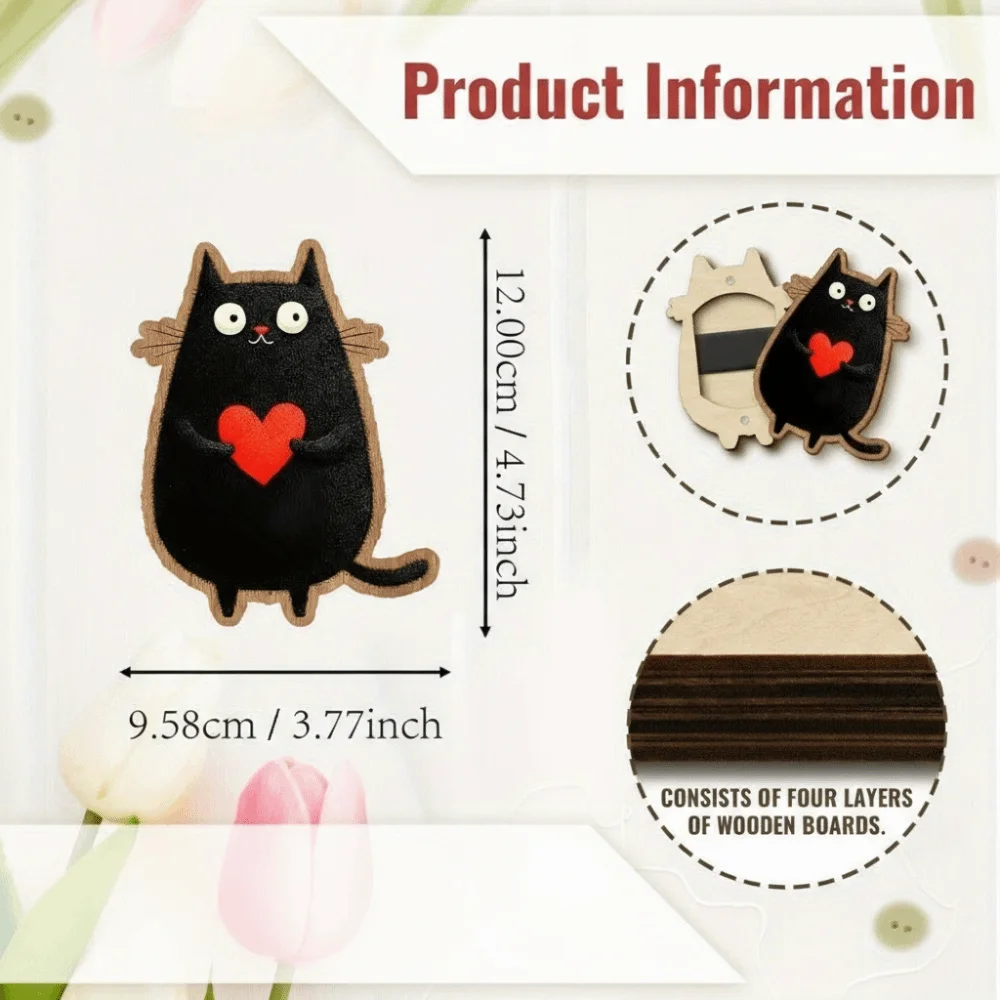 Caja de costura magnética con diseño de gato vista frontal