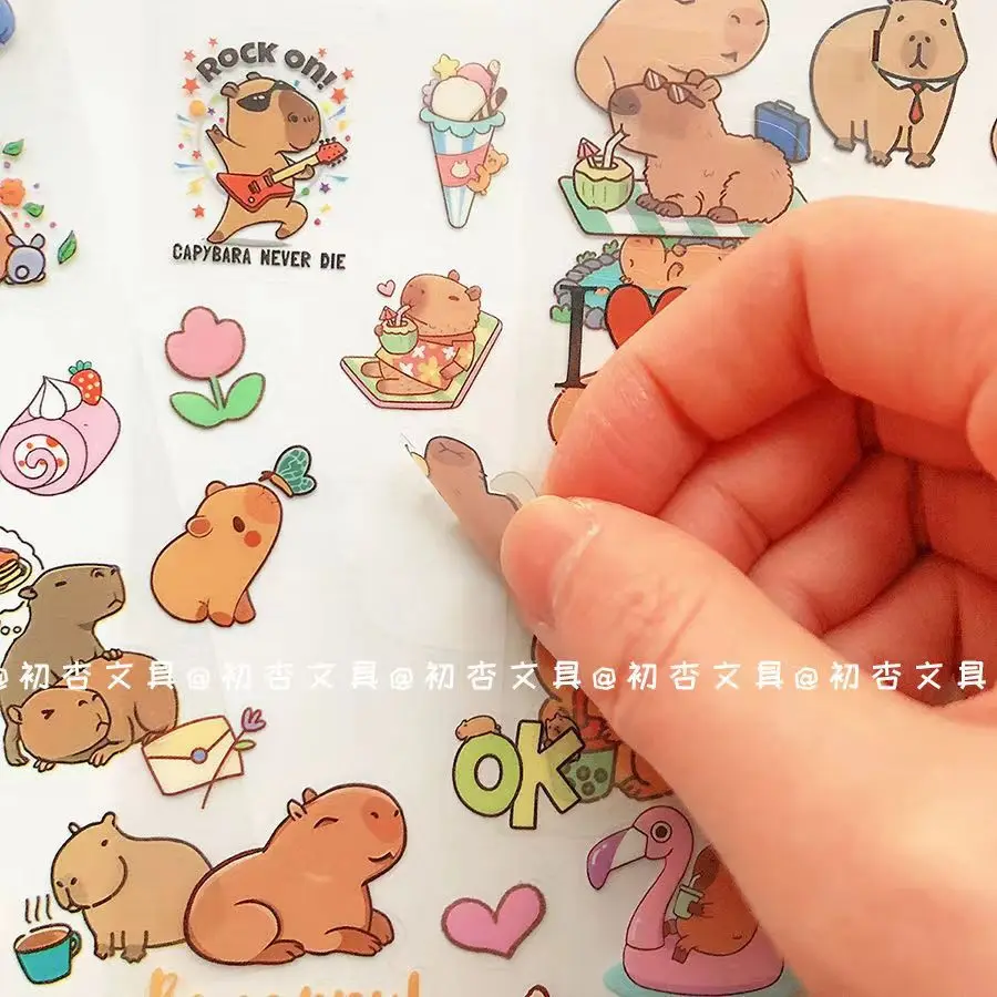 Pegatinas impermeables transparentes de capibara para cuaderno móvil - imagen 5