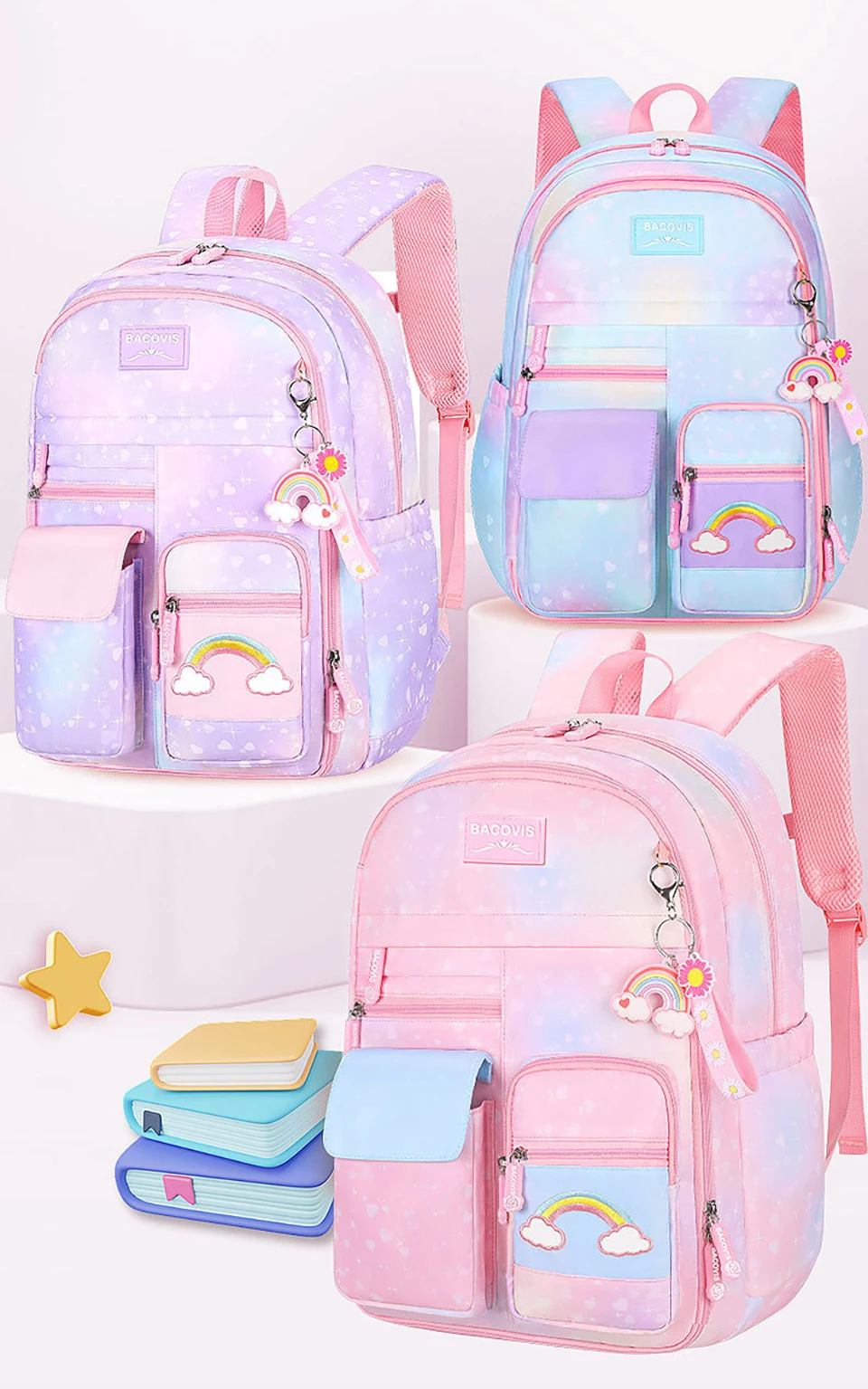 Mochila escolar unicornio espalda acolchada y tirantes ajustables
